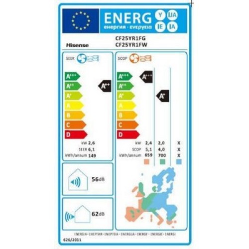 ΚΛΙΜΑΤΙΣΤΙΚΟ HISENSE EUROPA CL25YR1FG/CL25YR1FW INVERTER 9000BTU R32 WI-FI